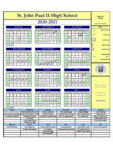 2020-2021 Academic Calendar | St. John Paul II School